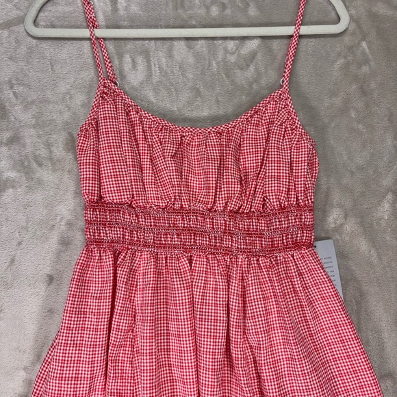 Max Studio London Red Gingham Smocked Midi Sundress Size L NWT Nordstrom - Picture 13 of 14